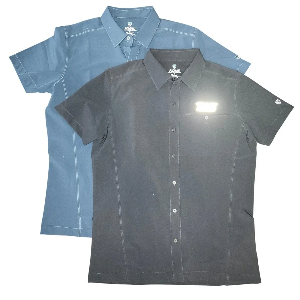 Kuhl Tufflex Mens Small Short Sleeve Button Down Shirt Lot 2 Blue / Black Impact
